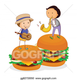 Vector Clipart - Kids and burger. Vector Illustration gg62733050 ...