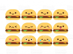 cute cartoon burger with different emotions. | Vector art, Burgers ...