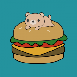 Kawaii brown bear on a burger - NeatoShop