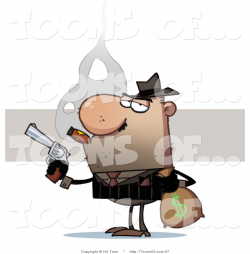 Cartoon of a Thief Carrying a Money Bag Full of Cash and Holding a ...