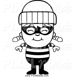 Clipart of a Black and White Happy Robber Girl Smiling by Cory ...