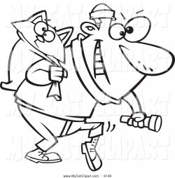 Clip Art of a Black and White Cat Burglar Carrying a Kitty and ...