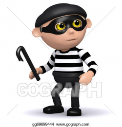 Stock Illustration - 3d burglar has a crowbar. Clipart ...