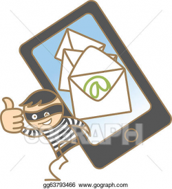 Vector Illustration - Cartoon character of burglar getting mobile ...
