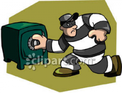 A Burglar Breaking Into a Safe - Royalty Free Clipart Picture