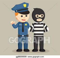 Clip Art Vector - Police officer arrest bank thief. Stock EPS ...