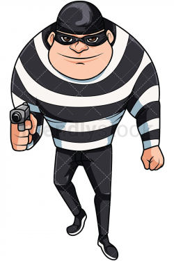 Mugger Holding Gun Cartoon Vector Clipart