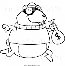 Clip Art of a Black and White Thief Hamster Robbing a Bank by Cory ...