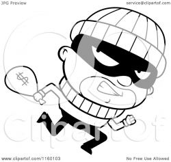 Unlimited Robber Coloring Pages Cartoon Clipart Of A Black And White ...