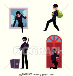 EPS Illustration - Thief, burglar trying to steal money ...