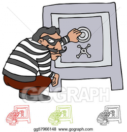 Clip Art Vector - Robber safe cracking a locked vault. Stock EPS ...