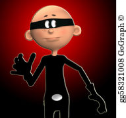 Drawing - Sneaky cartoon burglar. Clipart Drawing gg54901969 - GoGraph