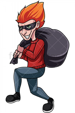 Burglar Running With Stolen Goods Cartoon Vector Clipart
