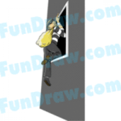 Free Burglar Climbing Out Window Clipart Illustration