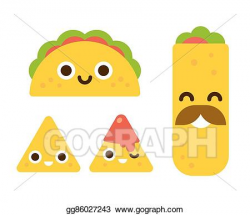 Vector Art - Cute mexican food. Clipart Drawing gg86027243 - GoGraph