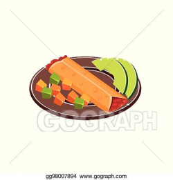 Vector Art - Burrito on plate. Clipart Drawing gg98007894 - GoGraph