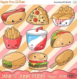 Kawaii Junk Food Clipart - Cute Fast Food Download - Kawaii Design ...
