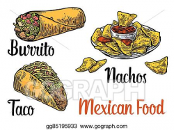Vector Stock - Mexican traditional food set burrito, tacos ...