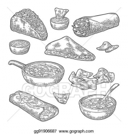Clip Art Vector - Mexican traditional food set with text message ...