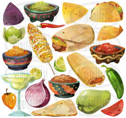 Watercolor Mexican Food Clipart - Fiesta Download - Instant Download ...