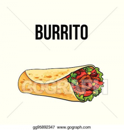 Vector Art - Mexican burrito, ground meet with vegetables ...