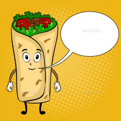 Burrito Cartoon Pop Art Vector Illustration by AlexanderPokusay ...