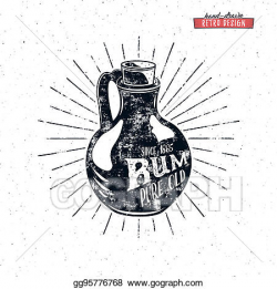 Stock Illustration - Retro rum bottle label design. vintage alcohol ...