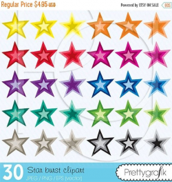 80% OFF SALE 30 star burst clipart commercial use vector