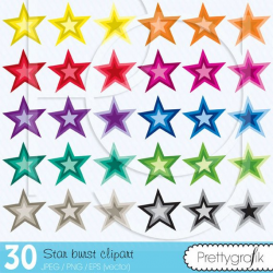 BUY20GET10 - 30 star burst clipart commercial use, vector ...