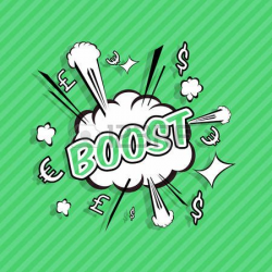 burst: Boost! wording in comic speech bubble in pop art style on ...
