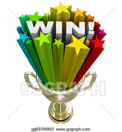 Drawing - Win word in trophy - burst of stars fireworks . Clipart ...