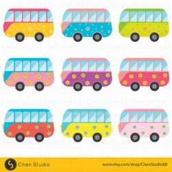 Cute bus vector - Digital Clipart - Instant Download - EPS, Pdf and ...