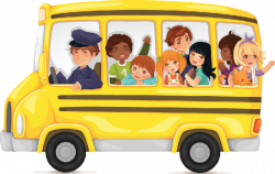 Yellow school bus full of cute and happy kids clipart the arts ...