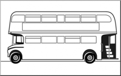 Clip Art: Double Decker Bus B&W I abcteach.com | abcteach