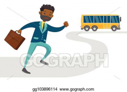 Vector Stock - Black latecomer man running for the bus ...