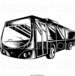 Clipart of a Retro Black and White Bus by patrimonio - #1337