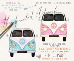 retro VW VAN Bus Clip Art | vintage Hippie Love Bus Digital ...