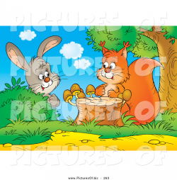 Clipart of a Curious Cute Gray Bunny Rabbit Behind a Bush, Watching ...