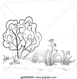 Vector Art - Garden with a bush, contours. Clipart Drawing ...
