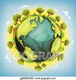 EPS Vector - Earth planet with forest and agriculture elements ...