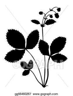 Vector Clipart - Silhouette of the bush of the strawberry on white ...