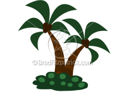 Clipart of Two Palm Trees & Bush | Palm Tree Stock Illustration