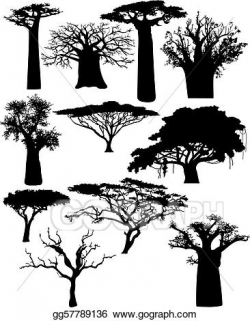 Vector Art - Various african trees and bushes. Clipart Drawing ...