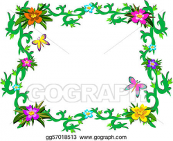 Vector Art - Frame of lush tropical plants and b. Clipart Drawing ...