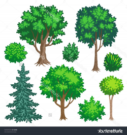 HD Bushes And Trees Clip Art Vector Image - Vector Art Library