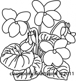 Plants Clipart- outline-violet-flower - Classroom Clipart