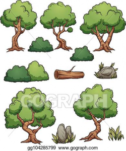 Vector Stock - Forest cartoon trees and bushes. Clipart ...