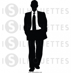 Clipart of a Walking Silhouetted Black and White Business Man by ...