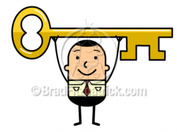 Cartoon Business Man Holding a Key Above His Head Clip Art ...