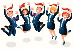 Office Christmas Party Isometric People Cartoon - Image Illustration